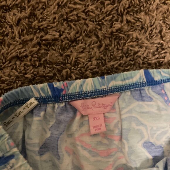 Lilly Pulitzer Into the Deep Windsor Dress XXS Strapless Blue Pink Seashells - Picture 2 of 3